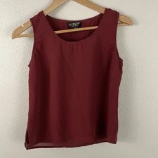 Citron Santa Monica Women’s PXS Petite Red 100% Silk Lined Sleeveless Blouse