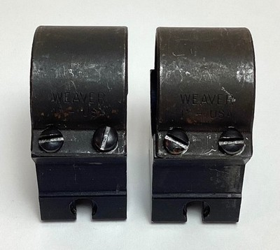 Vintage WEAVER 1'' Scope High Ring Mounts - Black (2)