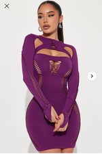 Fashionnova Seamless Nylon Cutout Mini Dress In Purple Small/medium