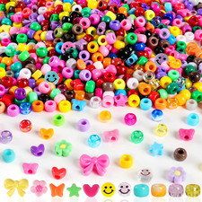 1000Pcs Pony Beads for Bracelets, Colourful Plastic Pony Beads Bulk, 6 9Mm Frien