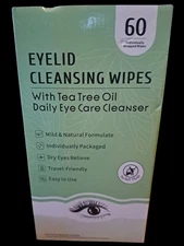 Eyelid Cleansing Wipes With Tea Tree Oil Daily Eye  Care Cleanser 60 Wipes