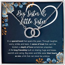 Girls Double Circle Pendant Necklace with Card Gift Box - Perfect Birthday ...