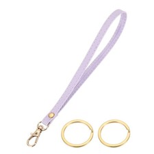 7 Inch Wristlet Strap PU Leather with 2 Gold Rings for Clutch Purple 