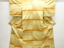 7539232: JAPANESE KIMONO / ANTIQUE KIMONO / SILK / TSUMUGI / WOVEN STRIPE
