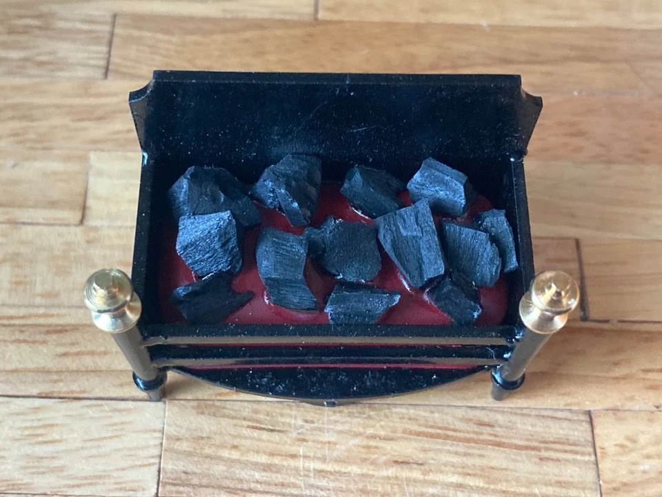 1:12 Dollhouse Miniature Battery Operated LED Flickering Fireplace Grate Basket - Image 4 of 4