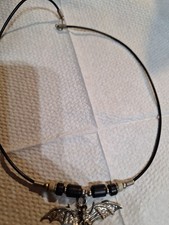 Halloween Bat Pendant on Cording Necklace
