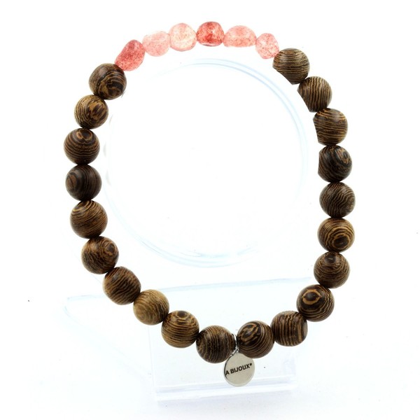 Mineralien Und Edelsteine. Armband Erdbeerquarz Aus Madagaskar + Perle-image
