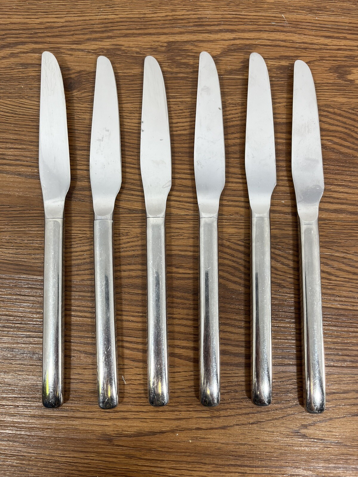 6 x ONEIDA USA VECTRA STAINLESS 9 3/8” knives MCM Flatware Heirloom (a