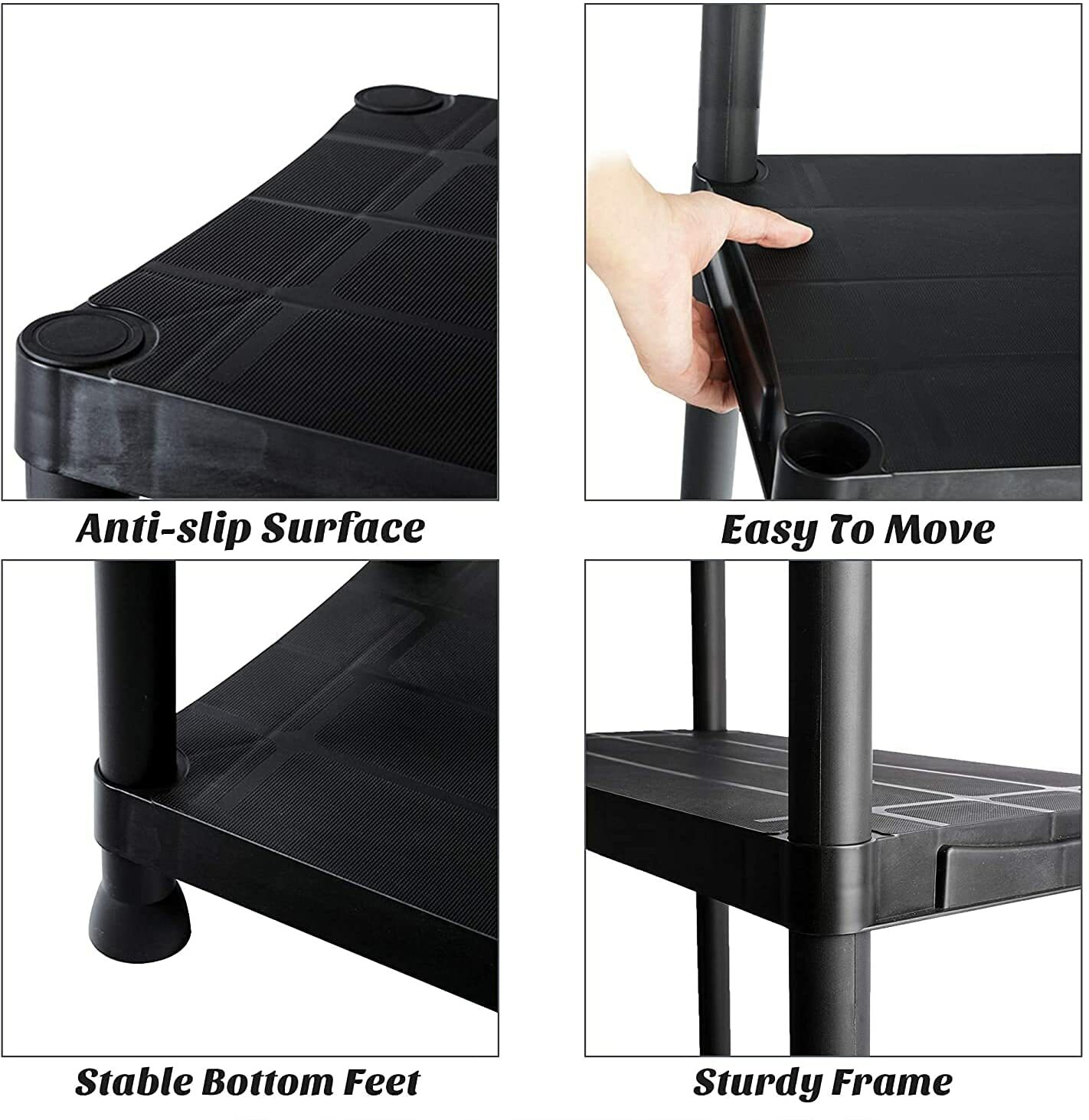 4 Tier Plastic Shelving Home Storage Unit Shelves Rack Racking Garage