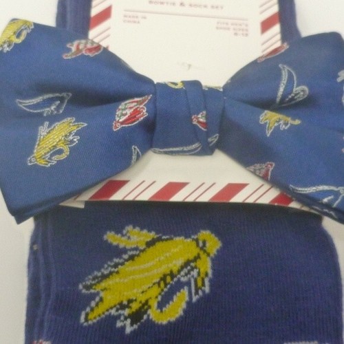 Set Calzini Coordinati Uomo Bowtie, Blu ESCA DA PESCA Bowtie e Calzini NUOVI - Foto 2 di 4