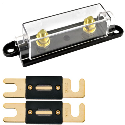 1/0/4/8 Gauge ANL Fuse Holder with 2 Pack Gold Plated 250 Amp ANL Fuse