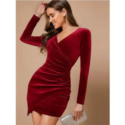shein red velvet dress Shop Velvet Dresses | Trendy Fashion