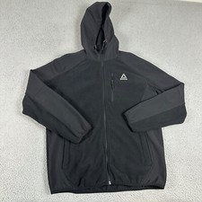 Reebok Sweatshirt Mens Large Black Polyester Fleece Full Zip Pocket Long Sleeve