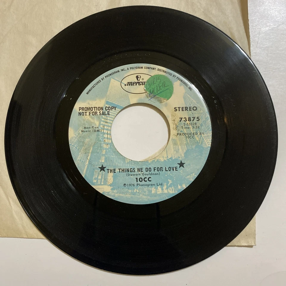 10cc The Things We Do For Love Vinyl 7" 1976 Mercury Records 73875 Promo Copy VG - Image 2 of 4