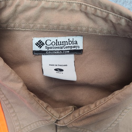 Columbia Shooting Hunting Shirt Mens LARGE Khaki Bright Hi-Vis Blaze Orange - Picture 7 of 11