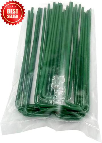 20PCS Garden Pegs Pins 6" U-Shaped Ground Stakes Staples Lawn Fabric Netting - Picture 8 of 12