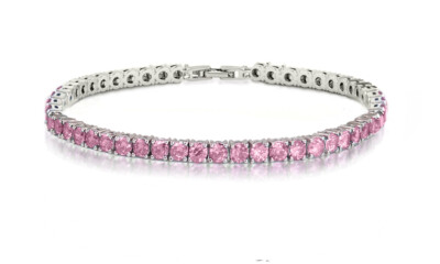 14k White Gold Plated 4MM Round Cut CZ Tennis Chain Bracelet 7.5 Inch All Colors