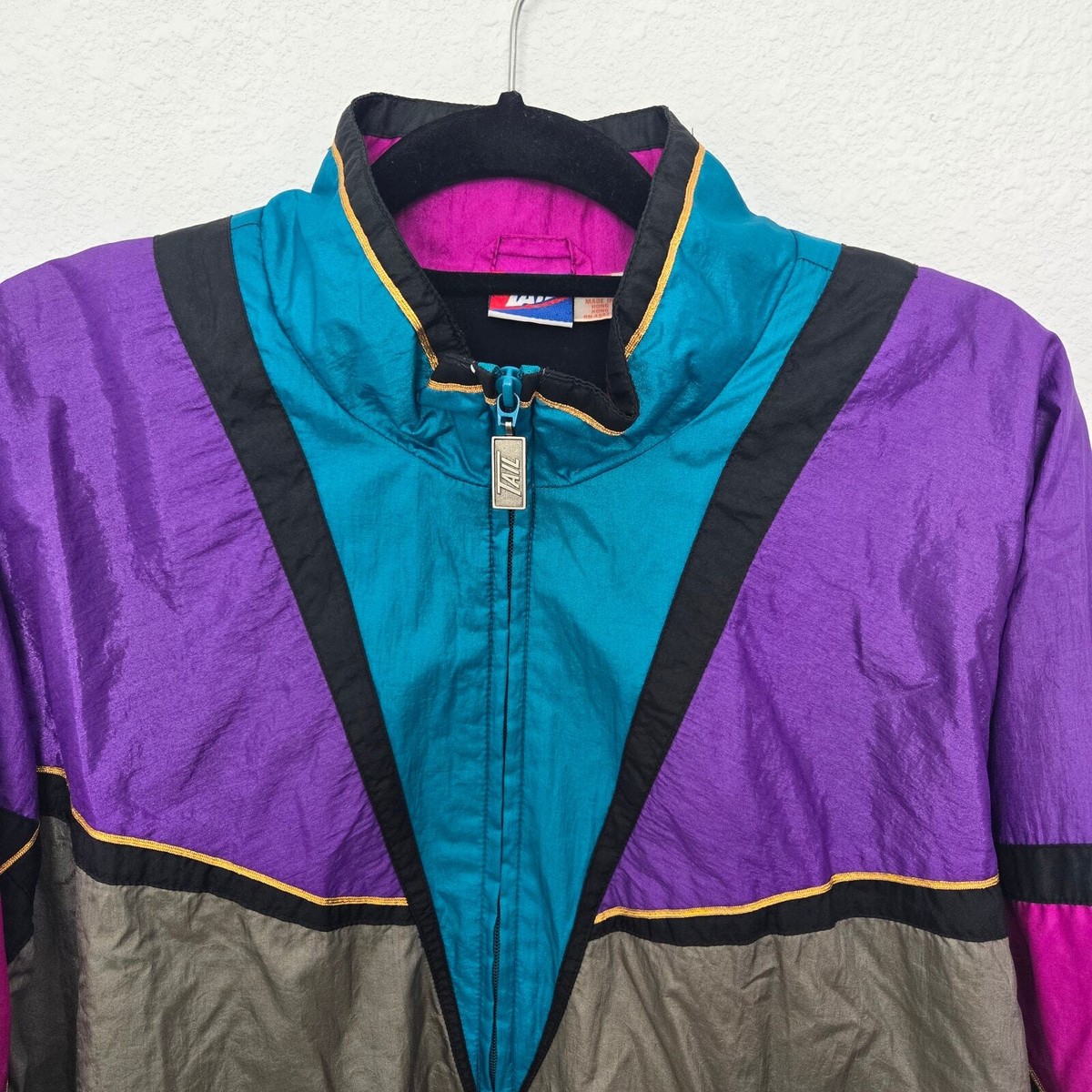 Tail Vintage 80s 90s Nylon Windbreaker Jacket Color Block w
