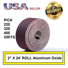 2" x 24' Emery Cloth Rolls 220 320 400 Grit Aluminum Oxide Sandpaper 