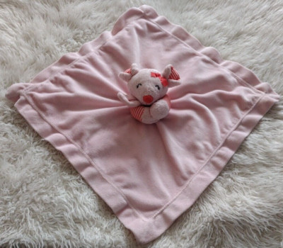 Carters Pink Mouse Bow Satin Security Blanket Rattle Red Striped Ears Lovey