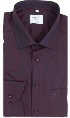 Marvelis Hemd Modern Fit 7226.69.35 bordeaux gemustert extra langer Arm 69cm