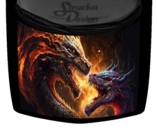 Sharp Fighting Dragons Firey Blue Angry Hood Wrap Vinyl Graphic Decal 58