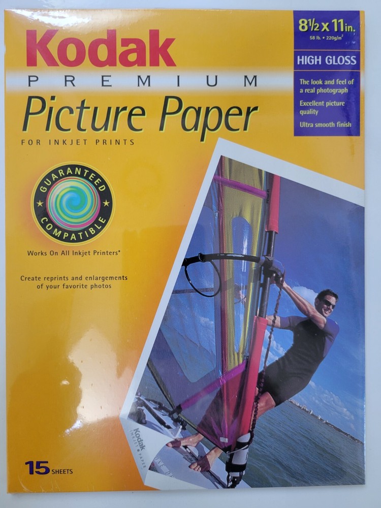 Kodak High Gloss Premium 8.5x11 Photo Paper 15 Sheets Sealed