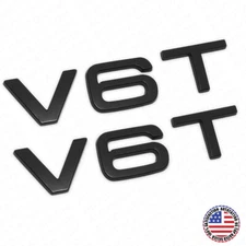2x Audi Matte Black V6T Side Fender Marker Letter Nameplate Emblem Badge Sport