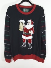 Santa With A Beer Ugly Tacky Christmas Sweater Multiple Sizes