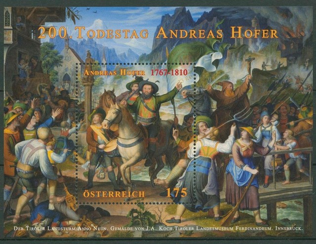 Österreich 2010 Gemälde Andreas Hofer Block 58 postfrisch (C28748) Österreich 2010 Gemälde Andreas Hofer Block 58 postfrisch (C28748)