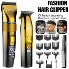 Hatteker 2-In-1 Golden Cordless Professional Hair Clippers Hair Trimmer For Men