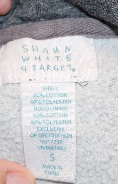 Shaun White 4 Target Gray Striped Zip Up Youth Boys Hoodie Jacket Sz S FREE Ship - Image 2 of 4