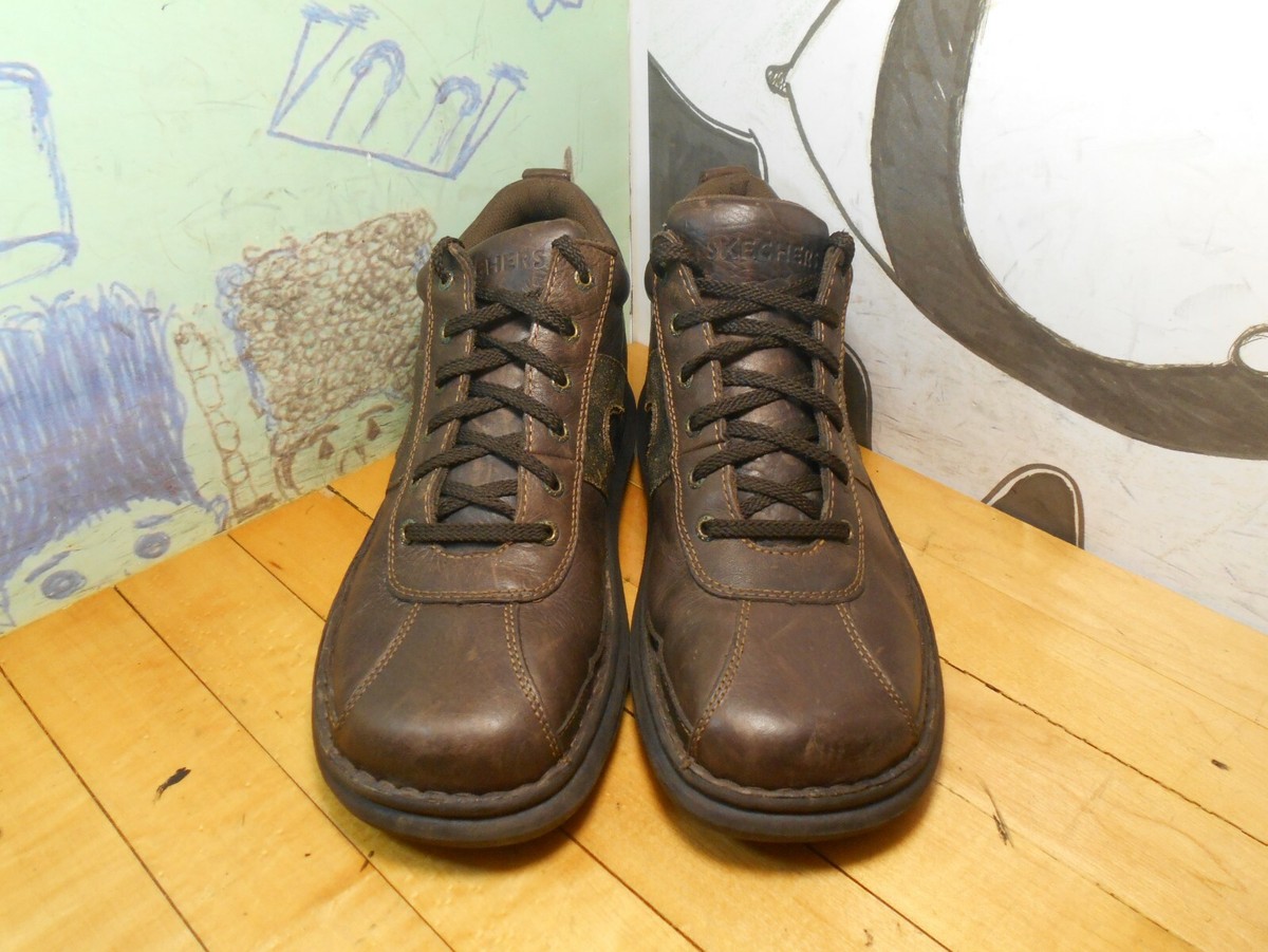 Skechers Brown Leather Casual Ankle Boots Men