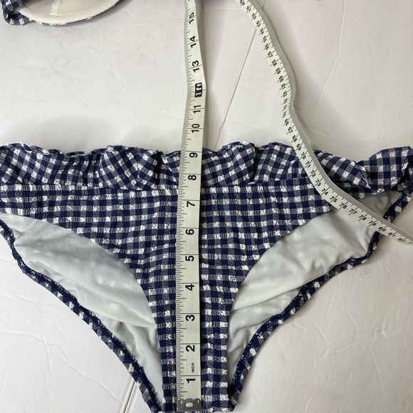 J. Crew Gingham ruffle bikini top & bikini bottom Gem