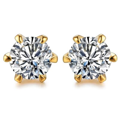 0,5ct Ohrringe Gelbgold Diamant Testpass Laborgefertigt VVS1/D/Brillant