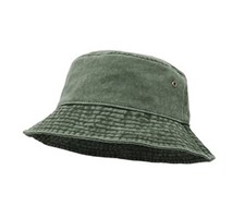 Bucket Hat, Wide Brim Washed Denim Cotton Outdoor Sun Hat Flat Top Cap for Top