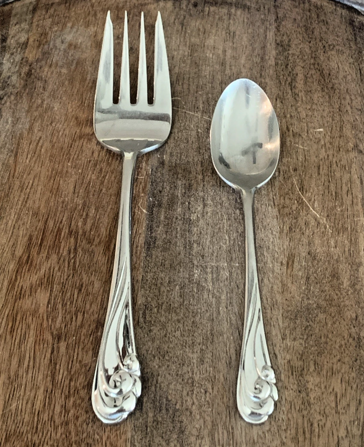 KIRK STIEFF Stainless BREAKERS Flatware Cold Meat Serving Fork & Oval Soup Spoon