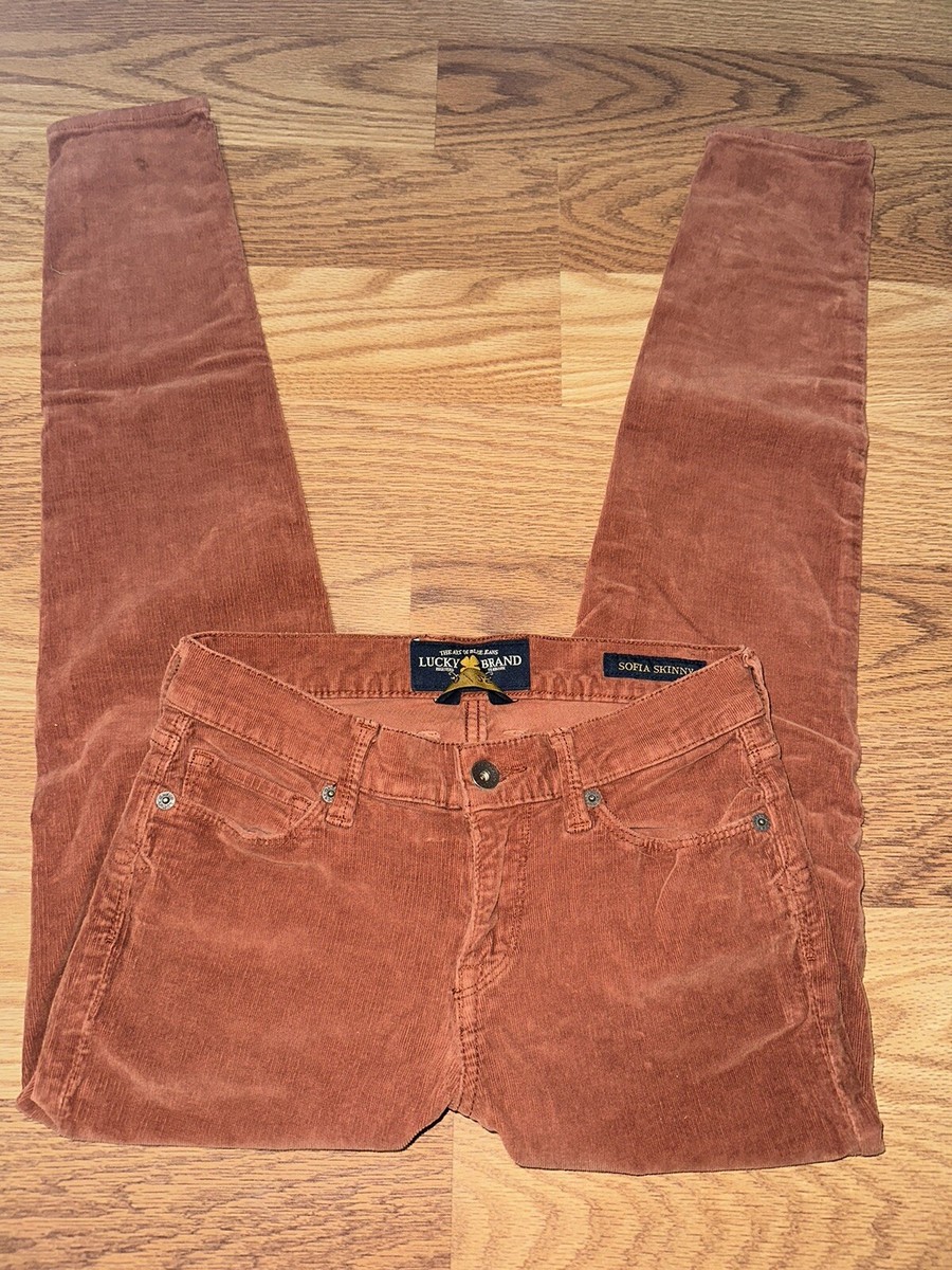 Lucky Brand Sofia Skinny Wmns Brown Jeans Sz 0/25 Ladies Stretch Pants  Corduroy