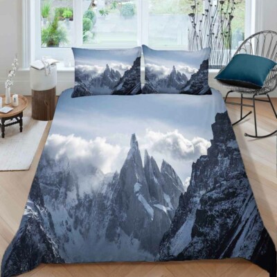 Grey Snow Hill Gap 3D Printing Duvet Quilt Doona Covers Pillow Case Bedding Sets
