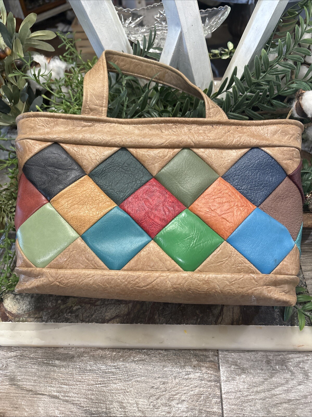 Authentic Leather Patchwork Vintage Purse - image 1
