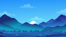 Landscape  minimalism mountains moon night clouds trees Custom Gaming Mat Desk