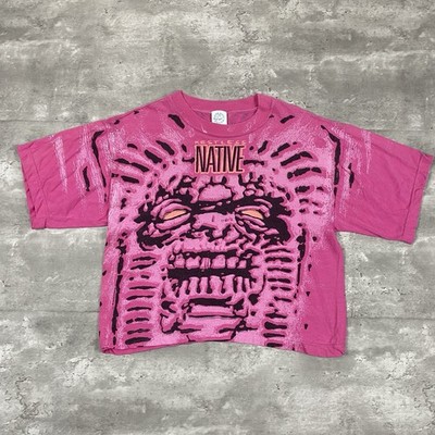 vintage RUDE DOG BRAND RESTLESS NATIVE crop top t shirt BOYS BIGGER 80s 90s face