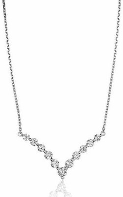 1.32CT DIAMOND 18KT WHITE GOLD ROUND CLASSIC SHARED PRONG V SHAPE LOVE NECKLACE