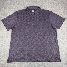 Callaway Opti Dri Polo Shirt Geometric Print Polyester Stretch Mens XXL 2XL