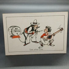 1929 Comic Gag Art Limerick Advertising Sombrero Musician Tobacco Cigarette Card