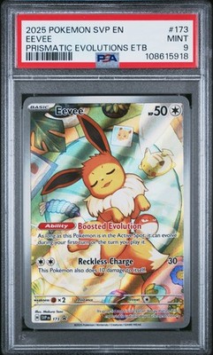 POKEMON PRISMATIC EVOLUTIONS ETB SVP EN-SV #173 EEVEE PSA 9 #918