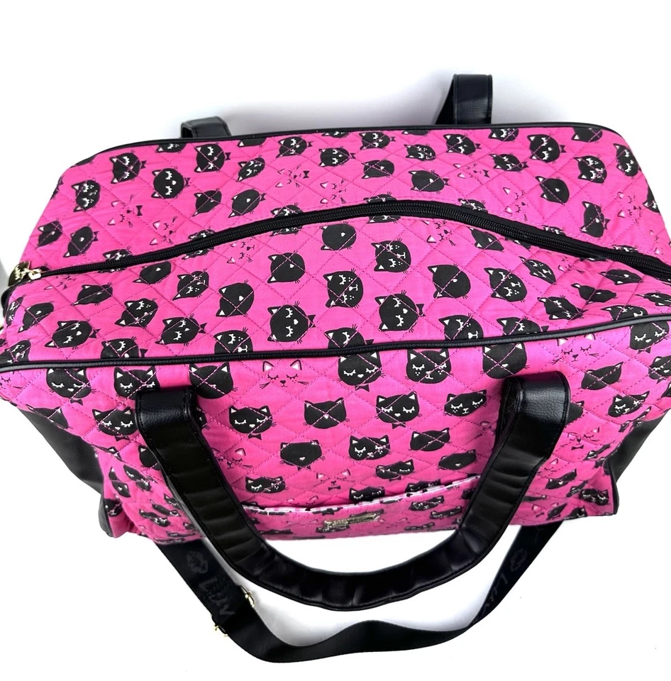 Betsey Johnson Weekender сумка Cat Kitty розовый черный дорожная сумка совершенно новый без подвески - Изображение 4 из 4