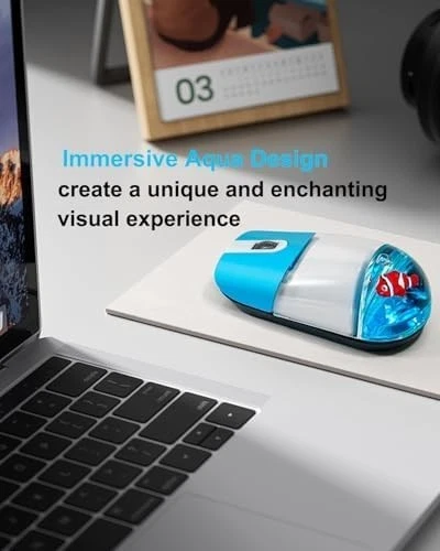 Frutiger Aero Aqua Mouse - Clear Blue USB-C Rechargeable Wireless & - Image 4 of 4