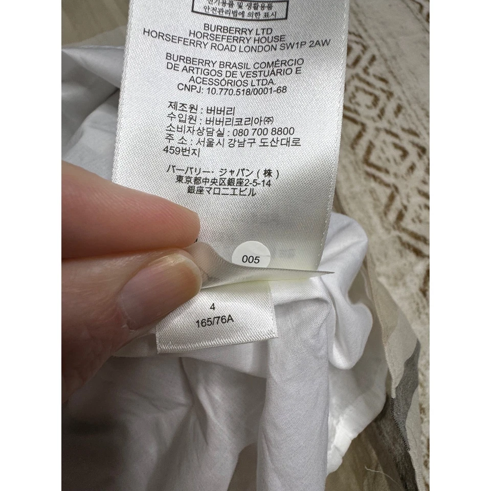 2016 Burberry Smocked Nova Check Midi Dress Beige Plaid 100% Cotton UK4 US2 - Image 4 of 4