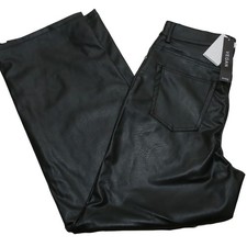 H M Divided Size 2 Vegan Leather Pants Black Straight Leg High Rise NWT